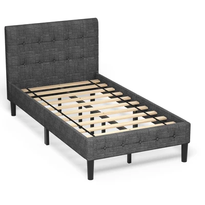 Costway Twin Upholstered Bed Frame Button Tufted Headboard Mattress Foundation 10 Costway Twin Upholstered Bed Frame Button Tufted Headboard Mattress Foundation - Image 10