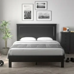 Costway Twin/Full/Queen Size Bed Frame Platform Slat High Headboard Bedroom Rubber Wood Leg -DreamNest Store GUEST 0ec50b80 9a45 4604 b5d1 a0a6e04c809c