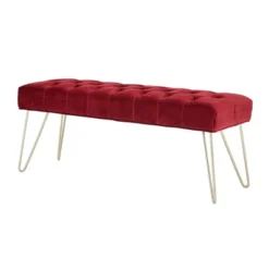 Hewett Velvet Tufted Metal Bench - Inspire Q -DreamNest Store GUEST 0ed7eed5 7682 4608 83a6 10b37ba9c0c0