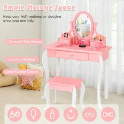 Costway Kids Vanity Princess Makeup Dressing Table Stool Set W/ Mirror Drawer 15 Costway Kids Vanity Princess Makeup Dressing Table Stool Set W/ Mirror Drawer -DreamNest Store GUEST 0f0e9d93 fbf3 4244 ae96 da3e87b0bcb9