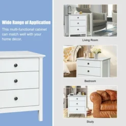 Costway Nightstand Beside End Side Table Accent Table Organizer W/3 Drawers White 15 Costway Nightstand Beside End Side Table Accent Table Organizer W/3 Drawers White -DreamNest Store GUEST 0fce9861 f9db 428b 9fdb 4da36e17897d