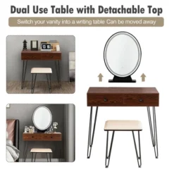 Costway Vanity Makeup Dressing Table W/ 3 Lighting Modes Mirror Touch Switch RusticCoffee 16 Costway Vanity Makeup Dressing Table W/ 3 Lighting Modes Mirror Touch Switch RusticCoffee -DreamNest Store GUEST 1011b8cb 3d80 4bb0 9ce8 7a9270bb9ee1