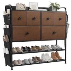 REAHOME 6 Fabric Drawer Dresser With 2-Tier Shoe Display Shelf & Side Pockets For Living Room, Bedroom, Hallway, Or Entryway Organization -DreamNest Store GUEST 1026b107 7391 415e b86a f3cc9d3b2732