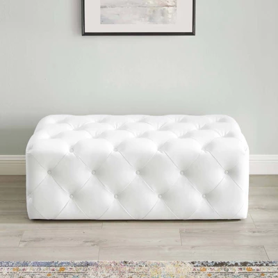 48" Amour Tufted Button Entryway Faux Leather Bench White - Modway 7 48" Amour Tufted Button Entryway Faux Leather Bench White - Modway - Image 7