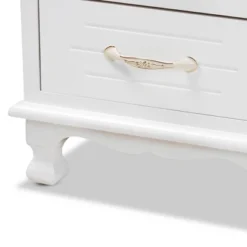Layton Wood 3 Drawer Nightstand White - Baxton Studio -DreamNest Store GUEST 1151d581 c539 4f8d af7c 515a96e0ca9d
