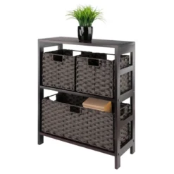 29.21" 4pc Leo Storage Shelf With Baskets Espresso/Chocolate - Winsome -DreamNest Store GUEST 11941790 0c26 4c23 b2a7 0d81943e1809