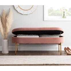 48" Chloe Storage Bench Velvet/Metal Gold/Blush Pink - LumiSource -DreamNest Store GUEST 119ec1ba f388 4863 ab3d 966f95040bea