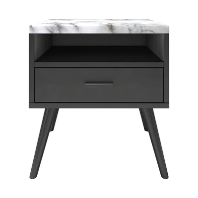 Maddox Mid-Century Modern Marble Top Nightstand - Eco Dream 4 Maddox Mid-Century Modern Marble Top Nightstand - Eco Dream - Image 4