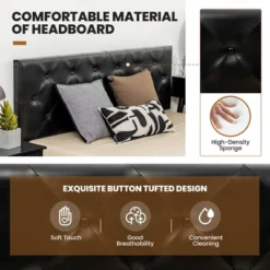 Costway Upholstered Platform Bed W/ 4 Drawers PU Leather Button Tufted Headboard 14 Costway Upholstered Platform Bed W/ 4 Drawers PU Leather Button Tufted Headboard -DreamNest Store GUEST 11dd03f6 1f1a 4e75 908d 6317dd07571a