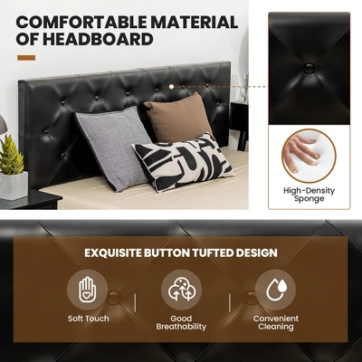 Costway Upholstered Platform Bed W/ 4 Drawers PU Leather Button Tufted Headboard 4 Costway Upholstered Platform Bed W/ 4 Drawers PU Leather Button Tufted Headboard - Image 4