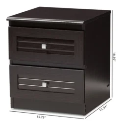 Carine Modern And Contemporary Finished 2 Drawer Nightstand Dark Brown - Baxton Studio -DreamNest Store GUEST 1250a6d0 fd27 4976 b5a0 aff76919dc8a