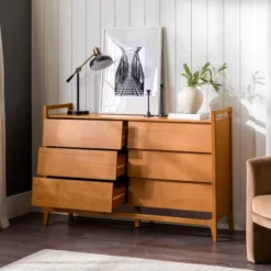 Mid-Century Modern Solid Wood Paneled 6 Drawer Dresser - Saracina Home -DreamNest Store GUEST 1258b2a1 b9f1 4253 9c9b f034f7b370c0