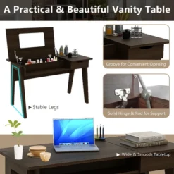Costway Vanity Table With Flip Mirror Writing Computer Desk Storage Drawer Walnut -DreamNest Store GUEST 12679223 8284 404d bc24 6d038deeeb91