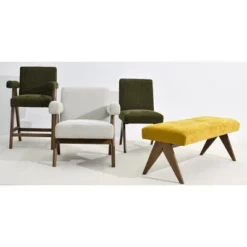 Morgan 47.2" Wide Benches Upholstered Seat And Back With Upside Down "V" Shape Design Solid Wood Legs-Maison Boucle 14 Morgan 47.2" Wide Benches Upholstered Seat And Back With Upside Down "V" Shape Design Solid Wood Legs-Maison Boucle -DreamNest Store GUEST 127dc00e e032 4d67 8d7c d787c68de874