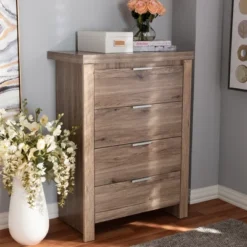 Laverne Modern And Contemporary Oak Finished 4 Drawer Chest Brown - Baxton Studio -DreamNest Store GUEST 133ea76d 78ac 4d3f b459 a6297d7a27c5