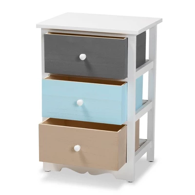 Kalila Wood 3 Drawer Nightstand White - Baxton Studio 3 Kalila Wood 3 Drawer Nightstand White - Baxton Studio - Image 3