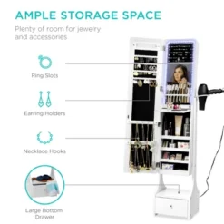 Best Choice Products Full Length LED Mirrored Jewelry Storage Organizer Cabinet W/ Interior & Exterior Lights -DreamNest Store GUEST 136a5590 d7e0 4866 8302 4b853bf6b2cd