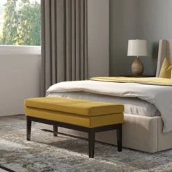 Bragg Ottoman Bench Marigold - WyndenHall