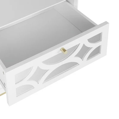 Averina 2 Drawers 45° Splicing White Mirror Front Nightstand With Storage - The Pop Maison 6 Averina 2 Drawers 45° Splicing White Mirror Front Nightstand With Storage - The Pop Maison - Image 6