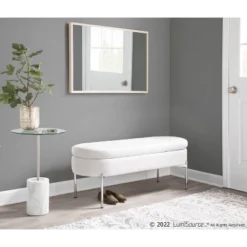 48" Chloe PU Leather/Metal Storage Bench Chrome/White - LumiSource -DreamNest Store GUEST 13f48d35 678e 4379 a7c4 9c2ab666f331