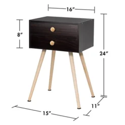 Costway Mid Century Modern 2 Drawers Nightstand Sofa Side Table End Table Espresso -DreamNest Store GUEST 15449416 8708 468a 822c bf6afaaed588