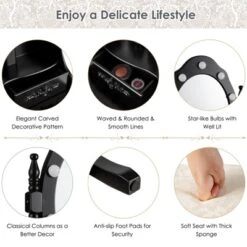 Vanity Table Set Detachable Makeup Table Dressing Desk With Mirror & Cushioned Stool Brown/White/Black -DreamNest Store GUEST 15e19938 4465 4d2d 959c aa592e0fe219