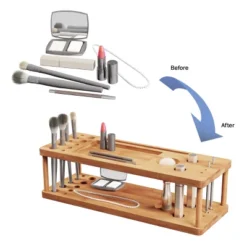 Makeup Station - Eco-Friendly Compact Modern Natural Bamboo Skincare Cosmetic And Vanity Organizer For Bedroom, Bathroom, Or Dorm By Hastings Home -DreamNest Store GUEST 160cfe55 b084 4c45 abd8 d15e5d7e1e39