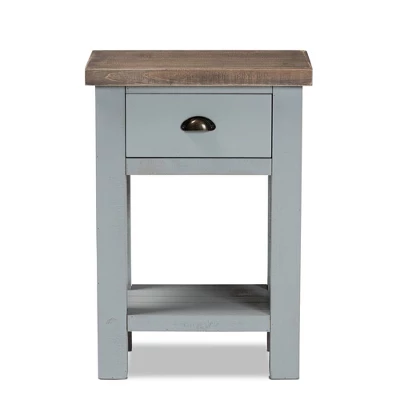 Hastin Two-Tone Wood 1 Drawer Nightstand Brown/Gray - Baxton Studio 2 Hastin Two-Tone Wood 1 Drawer Nightstand Brown/Gray - Baxton Studio - Image 2