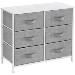 Sorbus Drawer Fabric Dresser For Bedroom And More White/Gray