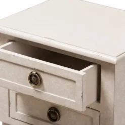 Lenore Country Cottage Farmhouse 2 Drawer Nightstand White - Baxton Studio -DreamNest Store GUEST 16c99834 e95c 498e 8d80 dcddf9d924af