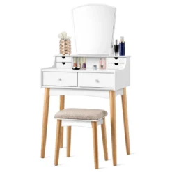 Costway Vanity Table 6 Dressing Table Cushioned Stool Makeup Table -DreamNest Store GUEST 177ea2b8 cef0 4787 9c85 d2dcc665a324