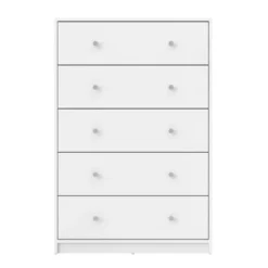 Wood Portland 5 Drawer Chest In White-Tvilum