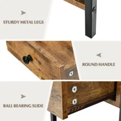 Costway Industrial End Side Table Nightstand With Drawer Shelf Rustic Brown -DreamNest Store GUEST 18b5c9fa b693 413b 8709 16f65411c5b4