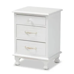 Layton Wood 3 Drawer Nightstand White - Baxton Studio -DreamNest Store GUEST 18be4ec4 71cf 41ab 8f29 8bfea9d73af7