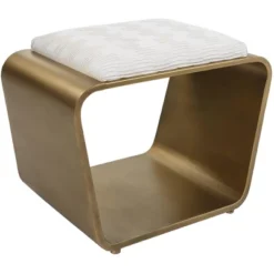 Uttermost Hoop 24" Wide Gold And White Small Accent Bench