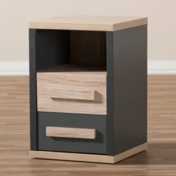 Pandora Modern And Contemporary Two-Tone 2 Drawer Nightstand Dark Gray - Baxton Studio -DreamNest Store GUEST 19a41d65 6628 454b a31d f1b93dbbaa28