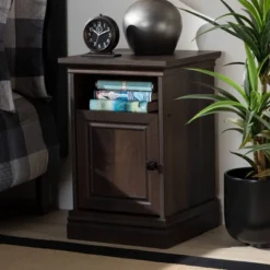 Nolan 1 Door Wood Nightstand Brown/Black - Baxton Studio -DreamNest Store GUEST 19df8a4b 82c8 4281 8b02 f02c8741f650