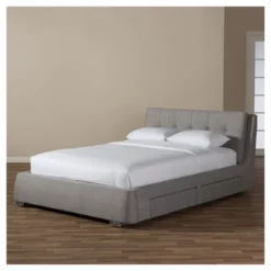 King Camile Modern And Contemporary Fabric Upholstered 4 Drawer Storage Platform Bed Gray - Baxton Studio -DreamNest Store GUEST 1a87c494 0a7c 4dc7 ac0a 1586118701f1