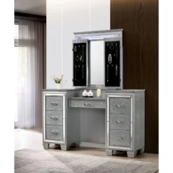 2pc Mallery Vanity Set With Stool Silver - HOMES: Inside + Out -DreamNest Store GUEST 1af5d629 35a0 4166 ab10 2cae923ea79b