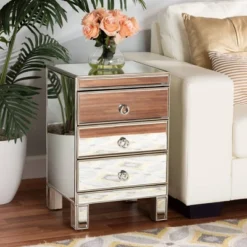 Ewan Mirrored 3 Drawer Nightstand Silver - Baxton Studio -DreamNest Store GUEST 1b02d019 950d 4731 87ef 8ea0df7198cc