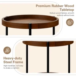 Costway 2-tier Round Side End Table Storage Shelf Rubber Wood Accent Nightstand -DreamNest Store GUEST 1b26c7ea f4d1 47c9 82db b7f3ea40767e