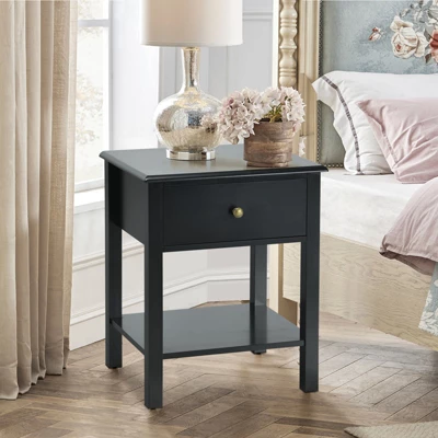 Tangkula 2PC End Table Nightstand W/Drawer & Shelf Bedroom Living Room Furniture Black 1 Tangkula 2PC End Table Nightstand W/Drawer & Shelf Bedroom Living Room Furniture Black