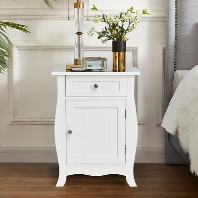 Costway 2PCS Accent End Table With Drawer Storage Cabinet Nightstand White 1 Costway 2PCS Accent End Table With Drawer Storage Cabinet Nightstand White