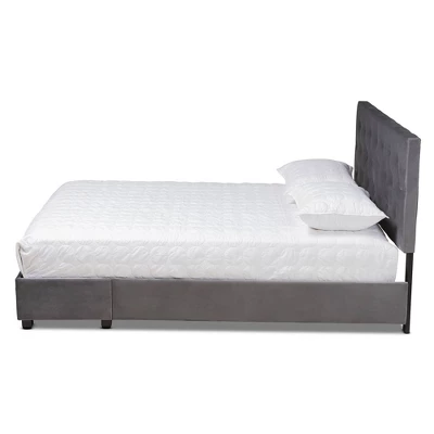 Caronia Velvet Upholstered 2 Drawer Platform Storage Bed - Baxton Studio 2 Caronia Velvet Upholstered 2 Drawer Platform Storage Bed - Baxton Studio - Image 2