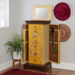 Beatrice Antique Parchment Hand Painted Jewelry Armoire - Powell Company -DreamNest Store GUEST 1c0f35c0 dd81 4c43 99d7 e7ef1c3bd09e