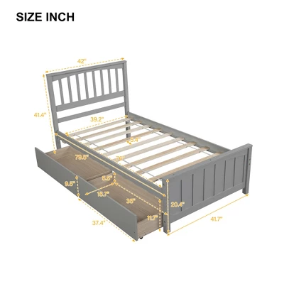 Twin Size Platform Bed Frame With Two Drawers-ModernLuxe 2 Twin Size Platform Bed Frame With Two Drawers-ModernLuxe - Image 2