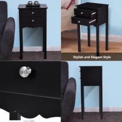 Costway Side Table End Accent Table Night Stand W/ 2 Drawers Furniture Black -DreamNest Store GUEST 1db5d458 62be 4aa7 ba6e 55933d0075a3