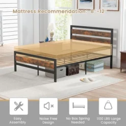 Costway Full/Queen Industrial Metal Platform Bed Frame Rustic Headboard Mattress Foundation -DreamNest Store GUEST 1de1560e dcbc 40bb 90ce 41b2d3b74459