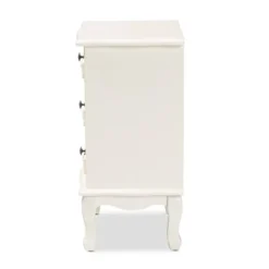 Callen Wood 3 Drawer Nightstand White - Baxton Studio -DreamNest Store GUEST 1e5e07d6 137a 4bda a3ce dab358b3047f