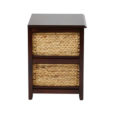 21.25" Seabrook TwoTier Storage Unit With Espresso And Natural Baskets - OSP Home Furnishings 2 21.25" Seabrook TwoTier Storage Unit With Espresso And Natural Baskets - OSP Home Furnishings - Image 2